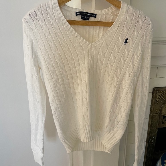 Ralph Lauren | Sweaters | Polo Ralph Lauren White Cable Knit V Neck Sweater  | Poshmark